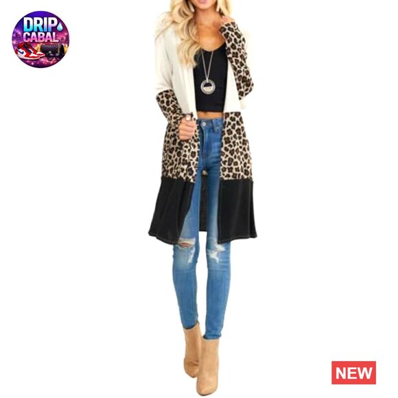 Oversized Open Front Cardigan Draped Snap Plaid Kimono Knit Sweater Chic - Picture 4 of 7